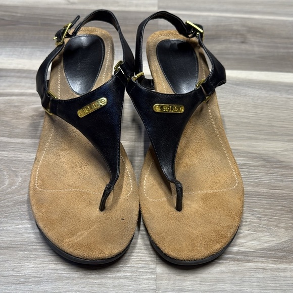 🚩 Lauren Ralph Lauren Elegant Black and Tan Women's Sandals size 8.5 - Picture 2 of 7